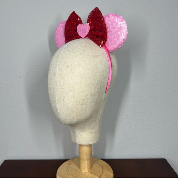 Valentine’s Pink & Red Heart Minnie Ears | Disney-Inspired Mouse Ears Headband - Picture 3 of 6